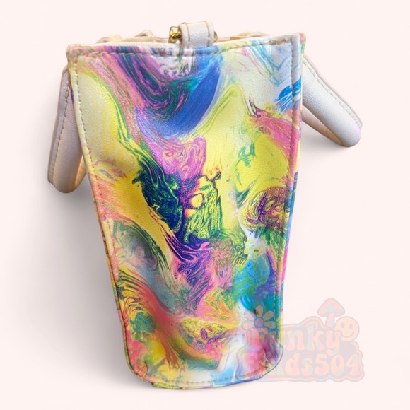 Betsey Johnson Psychedelic Watercolor Mini Tote w Crossbody Strap Pre-Loved - Picture 7 of 12